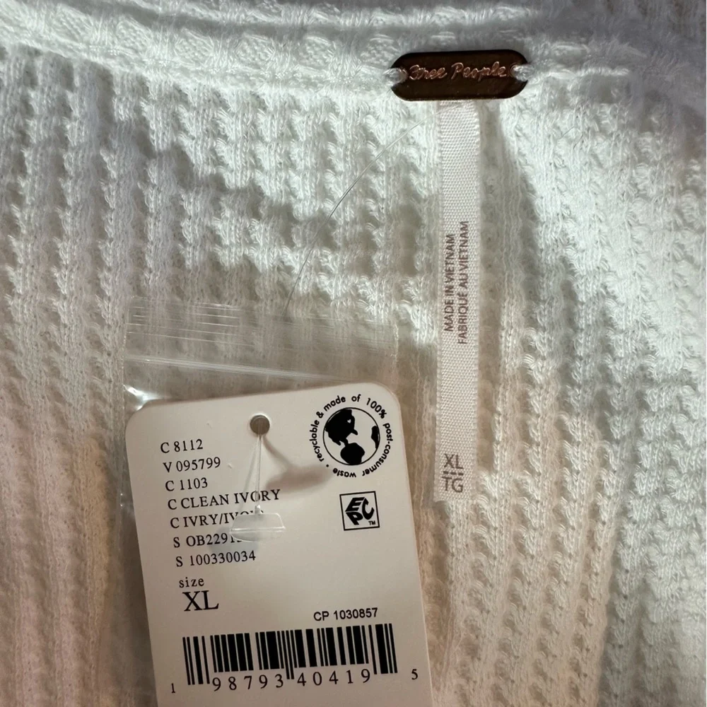 Free People Let's Party Cardi in Clean Ivory XL NWT Dainty Thermal Lace 90s Y2K